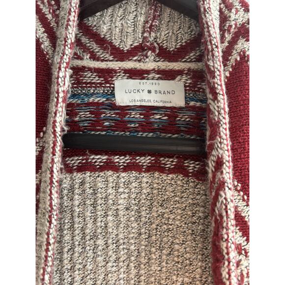 Lucky Brand Boho Tribal Knit Cardigan | Long Open Front Sweater | Women’s S - Picture 3 of 6